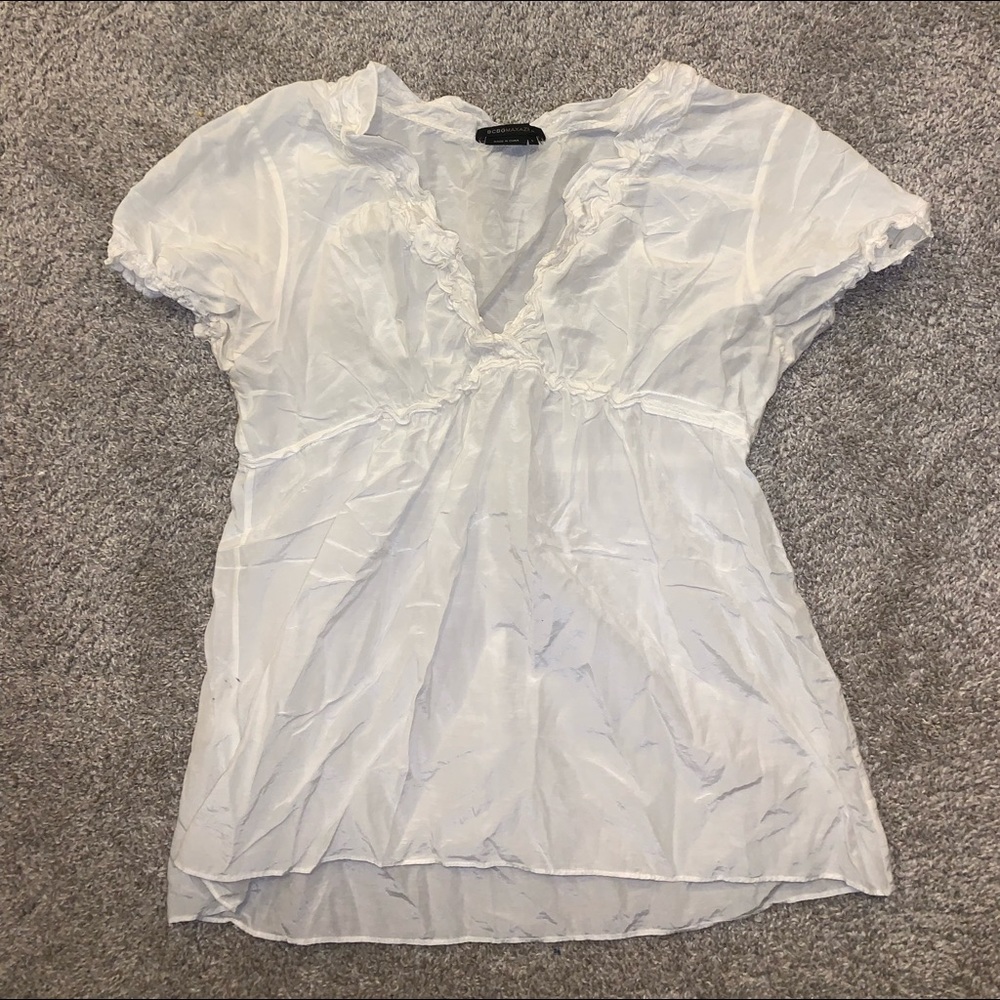 BCBG Maxazria White Blouse size L - Picture 3 of 7